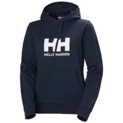 Damska bluza z kapturem z logo Helly Hansen. Niebieskie bluzy damskie Helly Hansen, na lato, xl, bez wzorów, z bawełny, bez ramiączek, z kapturem. Za 330.00 zł.