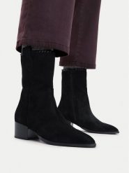 Lasocki Botki CEO-WI40-FRETTA-01 Czarny. Czarne botki damskie Lasocki, bez wzorów, ze skóry, bez obcasa, na słupku, bez zapięcia. Za 279.99 zł.