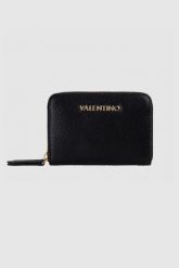 VALENTINO Zestaw czarny portfel damski z lusterkiem. Czarne portfele damskie Valentino by Mario Valentino, ze skóry. W wyprzedaży za 299.99 zł.