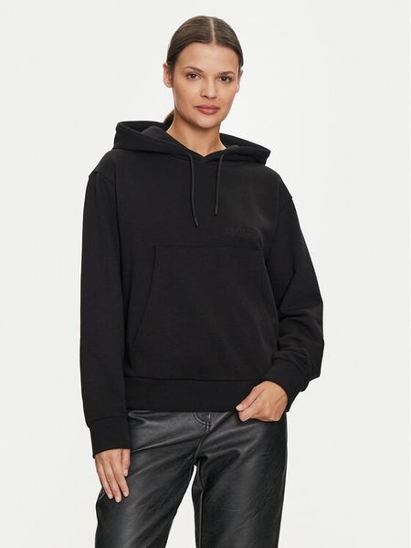 Guess Bluza V4YQ10 KC6W1 Czarny Regular Fit. Czarne bluzy damskie Guess, xs, z aplikacjami, z bawełny, bez ramiączek, bez kaptura. Za 209.99 zł.