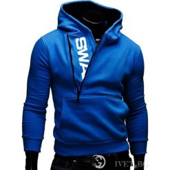 Bluza męska SWAG BLUE. Niebieskie bluzy męskie Bluza męska SWAG BLUE, l, bez wzorów, bez ramiączek, bez kaptura. W wyprzedaży za 49.00 zł.