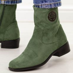 Zielone zamszowe botki damskie Jezzi asa198-28. Zielone botki damskie Jezzi, na jesień, bez wzorów, z dzianiny, eleganckie, bez obcasa, na obcasie, bez zapięcia. Za 219.00 zł.