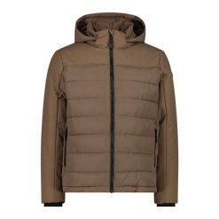 Kurtka męska turystyczna CMP 34K0147. Brązowe kurtki męskie CMP, m, bez wzorów, z puchu, z kapturem. W wyprzedaży za 538.99 zł.