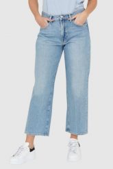 7 FOR ALL MANKIND Jasnoniebieskie jeansy z poszerzoną nogawką THE MODERN STRAIGHT Air Wash. Niebieskie jeansy damskie 7 for all mankind, bez wzorów, z bawełny. W wyprzedaży za 399.99 zł.