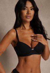 Czarny Gładki Biustonosz o Klasycznym Fasonie Amanei. Czarne biustonosze Renee, bez wzorów. Za 39.99 zł.