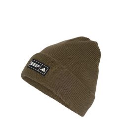 Czapka Essentials Typu Beanie Z Wywiniętym Brzegiem. Białe czapki damskie Adidas, na jesień, bez wzorów, z dzianiny, klasyczne. Za 89.95 zł.