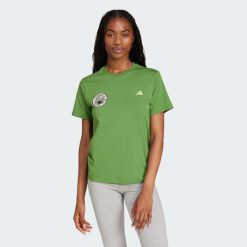 Koszulka adidas x FARM Graphic. Brązowe bluzki damskie Adidas, s, bez wzorów, sportowe, bez kołnierzyka, bez ramiączek. Za 159.00 zł.