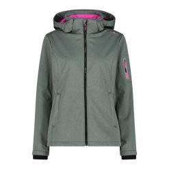 Damska kurtka turystyczna z kapturem CMP. Zielone kurtki sportowe damskie CMP, xs, bez wzorów, bez ramiączek, z kapturem, trekkingowe. Za 425.80 zł.