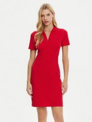 Tommy Hilfiger Sukienka codzienna WW0WW42567 Czerwony Slim Fit. Czerwone sukienki damskie Tommy Hilfiger, na co dzień, s, bez wzorów, z bawełny, bez kołnierzyka, bez ramiączek, proste. Za 349.99 zł.