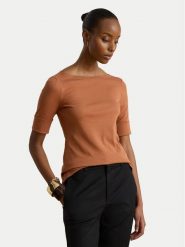 LAUREN RALPH LAUREN T-Shirt Judy 200654963505 Pomarańczowy Regular Fit. Brązowe t-shirty damskie Lauren Ralph Lauren, xs, bez wzorów, z bawełny, bez kołnierzyka, bez ramiączek. Za 289.99 zł.