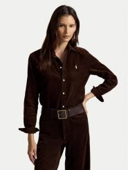 Polo Ralph Lauren Koszula 211A93203009 Brązowy ciemny Regular Fit. Brązowe koszule damskie Polo Ralph Lauren, m, bez wzorów, z bawełny, bez kołnierzyka, bez ramiączek. Za 859.99 zł.