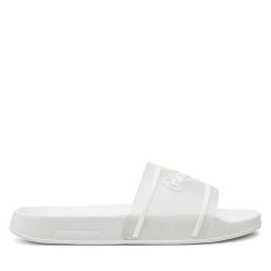 Klapki Pepe Jeans. Białe klapki damskie Pepe Jeans, bez wzorów, z jeansu, bez obcasa, bez zapięcia. Za 149.99 zł.