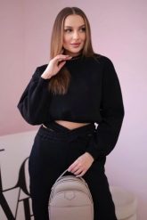 Komplet ocieplany z krótką bluzą czarny. Czarne bluzy damskie KESI, l, bez wzorów, z bawełny, bez ramiączek, bez kaptura. Za 317.83 zł.