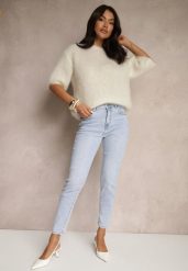 Jasnoniebieskie Jeansy Slim Regular Waist Ravionne. Niebieskie jeansy damskie Renee, bez wzorów, z jeansu, klasyczne. Za 109.99 zł.