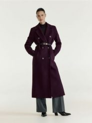 Płaszcz z wełną Bellandi - burgundowy. Czerwone płaszcze damskie Reserved, l, bez wzorów, z tkaniny, bez kołnierzyka, bez kaptura. Za 699.99 zł.