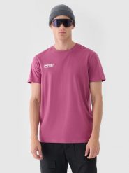 4F T-shirt regular gładki męski - czerwony M. Czerwone t-shirty męskie 4F, m, bez wzorów, z bawełny, bez kołnierzyka, bez ramiączek. W wyprzedaży za 29.99 zł.