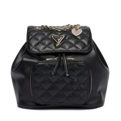 Plecak Guess. Czarne plecaki damskie Guess, z aplikacjami. Za 269.99 zł.