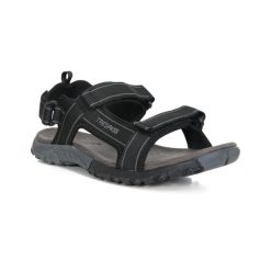 Trespass Alderley - Męskie sandały trekkingowe w kolorze czarnym. Czarne sandały męskie Trespass, na lato, bez wzorów, bez zapięcia. Za 290.99 zł.