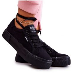 Tenisówki Na Platformie Lee Cooper LCW-22-31-0885L Czarne. Czarne trampki i tenisówki damskie bez wzorów, z materiału, bez zapięcia. Za 197.76 zł.