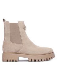 Guess Sztyblety FLTF2D SUE10 Beżowy jasny. Brązowe botki damskie Guess, z aplikacjami, ze skóry, bez obcasa, na płaskiej podeszwie, bez zapięcia. Za 674.99 zł.
