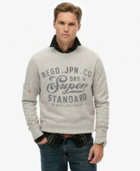 Superdry Bluza Industrial Relaxed z bawełny – Krój relaxed. Szare bluzy damskie Superdry, xl, bez wzorów, z bawełny, klasyczne, bez ramiączek, bez kaptura. Za 336.35 zł.
