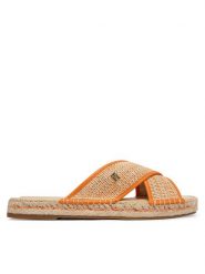 Tommy Hilfiger Klapki Monogram Espadrille FW0FW09139 Pomarańczowy. Brązowe klapki damskie Tommy Hilfiger, bez wzorów, z syntetyku, bez obcasa, bez zapięcia. Za 241.99 zł.