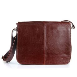 Torba skórzana przez ramię unisex DAN-A T53 koniakowa. Torby na ramię męskie DAN-A, ze skóry, przez ramię. Za 499.99 zł.
