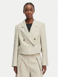 BOSS Marynarka Jojeka1 50560970 Beżowy jasny Oversize. Brązowe marynarki i żakiety damskie Boss, bez wzorów, ze lnu, bez kołnierzyka, bez ramiączek. Za 1,999.00 zł.