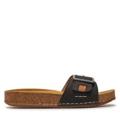 Klapki Josef Seibel. Czarne klapki damskie Josef Seibel, bez wzorów, bez obcasa, bez zapięcia. Za 249.99 zł.
