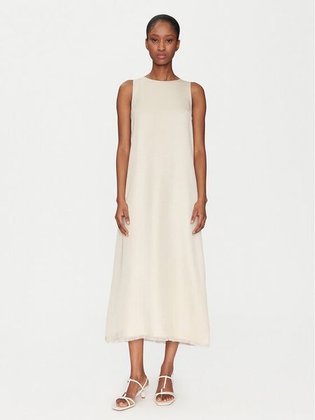 Marella Sukienka letnia Jumcos 2515221111 Beżowy Regular Fit. Brązowe sukienki damskie Marella, na lato, bez wzorów, z wiskozy, bez kołnierzyka, bez ramiączek. Za 579.99 zł.