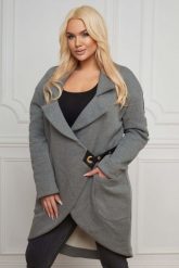 Ciepły dresowy płaszcz/bluza Marita w odcieniach szarości PLUS SIZE XXL WIOSNA. Szare bluzy damskie Moda Size Plus Iwanek, na wiosnę, l, bez wzorów, z bawełny, bez kołnierzyka, bez kaptura. W wyprzedaży za 149.90 zł.