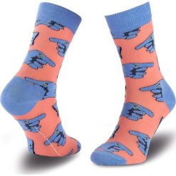 Skarpety Wysokie Unisex HAPPY SOCKS - BEA01-3000 Niebieski Różowy. Czerwone skarpetki damskie Happy Socks, bez wzorów, z bawełny. W wyprzedaży za 19.00 zł.