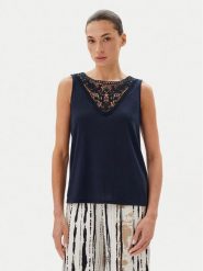 JDY Top Dodo 15296246 Granatowy Regular Fit. Niebieskie topy damskie JDY, l, bez wzorów, z syntetyku, bez kołnierzyka, bez ramiączek. Za 39.99 zł.