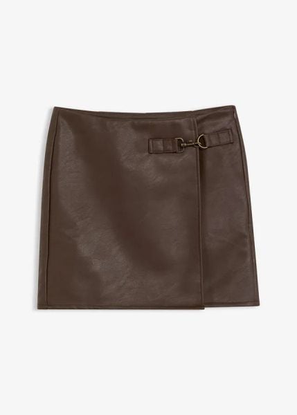 Spódnica z imitacji skóry. Brązowe spódnice damskie bonprix, bez wzorów, ze skóry, mini. Za 139.99 zł.