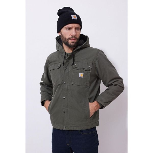 Kurtka turystyczna męska Carhartt Washed Duck Sherpa Utility ocieplana. Zielone kurtki męskie Carhartt, l, bez wzorów, sportowe, bez kaptura. Za 822.00 zł.