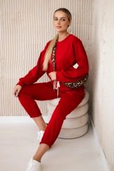 Komplet z wiskozy bluza + spodnie czerwony. Czerwone bluzy damskie Kesi Włoski, l, bez wzorów, z dresówki, eleganckie, bez ramiączek, bez kaptura. Za 342.93 zł.