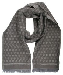 Wełniany Szalik Męski - V. Fraas - Taupe (Szarobrązowy), Drobny Wzór. Szare szaliki męskie V. Fraas, bez wzorów, z materiału. Za 129.00 zł.