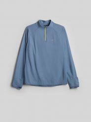 4F Bluza do biegania slim bez kaptura męska - denim S. Niebieskie bluzy męskie 4F, m, bez wzorów, z denimu, klasyczne, bez ramiączek, bez kaptura. Za 199.99 zł.