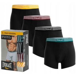 Bokserki dla mężczyzn Everlast 4-pak. Czarne bokserki męskie EVERLAST, bez wzorów, z bawełny. Za 69.99 zł.