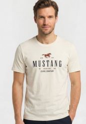 Męski T-Shirt Mustang Style Alex C Print Whisper White 1016683 2013. Białe t-shirty męskie Mustang, m, bez wzorów, bez kołnierzyka, bez ramiączek. Za 69.99 zł.