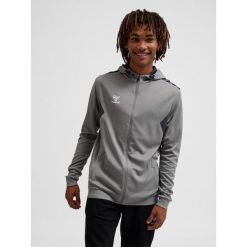 Bluza z kapturem sportowa Hummel Authentic Poly Zip Hoodie. Szare bluzy damskie Hummel, m, bez wzorów, z kapturem, na fitness i siłownię. Za 199.90 zł.