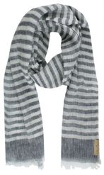 Lekki (Przejściowy) Szalik Lniano-Bawełniany - Fraas - Popielaty w Prążek. Szare szaliki męskie V. Fraas, bez wzorów, z bawełny. Za 79.00 zł.