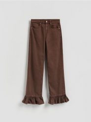 Jeansy wide leg z falbankami - dark grey jeans. Szare jeansy damskie Reserved, bez wzorów, z bawełny. Za 139.99 zł.