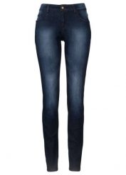 Jeansy skinny ze stretchem, mid waist. Niebieskie jeansy damskie bonprix, bez wzorów, z jeansu, klasyczne. Za 84.99 zł.