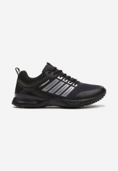 Granatowo-Srebrne Płaskie Sznurowane Buty Sportowe z Ozdobnymi Paskami Lovessa. Niebieskie buty sportowe męskie Born2be, bez wzorów, bez zapięcia. Za 139.99 zł.