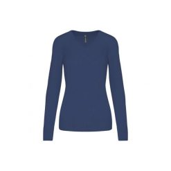 Damski sweter v-neck Kariban. Fioletowe swetry nierozpinane damskie KARIBAN, na zimę, bez wzorów, bez kołnierzyka, bez ramiączek. Za 200.50 zł.