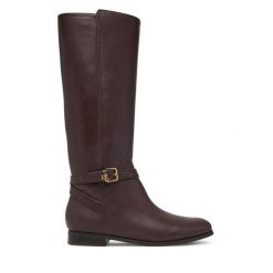 Oficerki LAUREN RALPH LAUREN. Brązowe kozaki damskie Lauren Ralph Lauren, bez wzorów, bez obcasa, na płaskiej podeszwie, bez zapięcia. Za 1,299.00 zł.