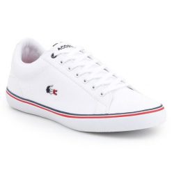 Trampki Lacoste Lerond M 7-35CAM014821G białe. Białe trampki męskie z aplikacjami, z materiału, bez zapięcia. Za 544.84 zł.