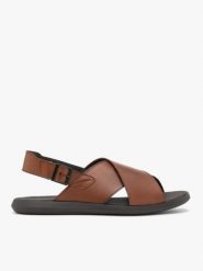 Brązowe skórzane sandały. Brązowe sandały męskie Ryłko, bez wzorów, ze skóry, eleganckie, bez zapięcia. Za 349.99 zł.