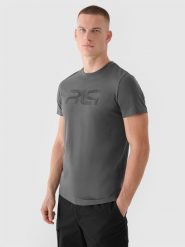 4F T-shirt regular męski 4F x Robert Lewandowski - szary M. Szare t-shirty męskie 4F, m, bez wzorów, z bawełny, bez kołnierzyka, bez ramiączek. W wyprzedaży za 59.99 zł.
